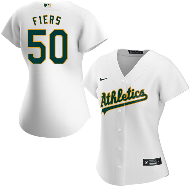 Nike Women #50 Mike Fiers Oakland Athletics Baseball Jerseys Sale-White